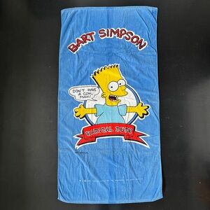Vintage 1990 Bart Simpson Beach Pool Towel Don’t have a Cow Man 90s The Simpsons